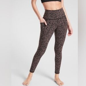 Athleta Black and Pink Patterned Leggings